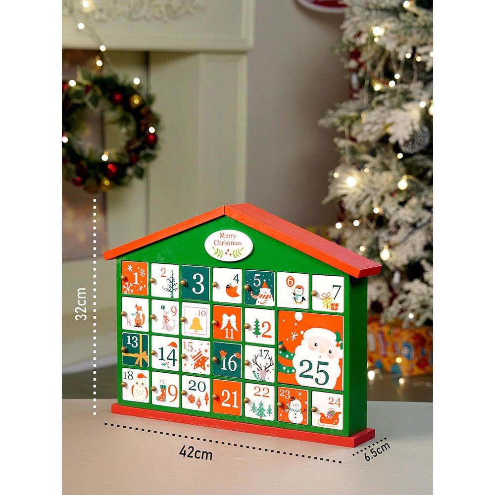 Little Surprise Box 25days Green home shaped wooden advent Calendar for christmas - Christmas Decor