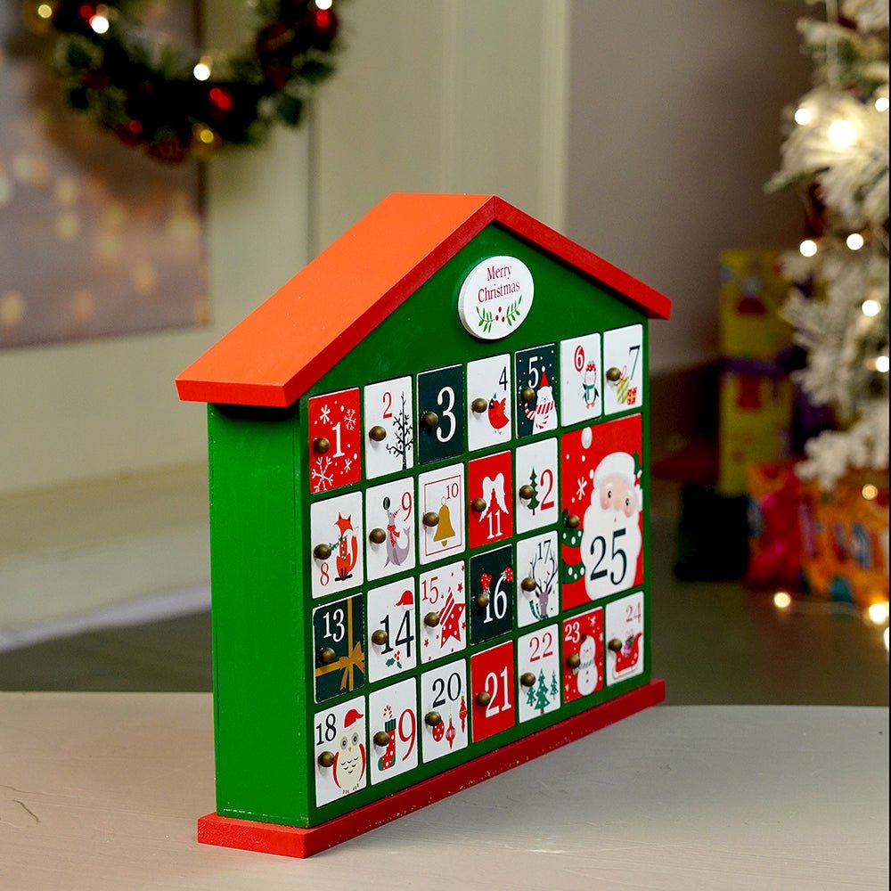 Little Surprise Box 25days Green home shaped wooden advent Calendar for christmas - Christmas Decor
