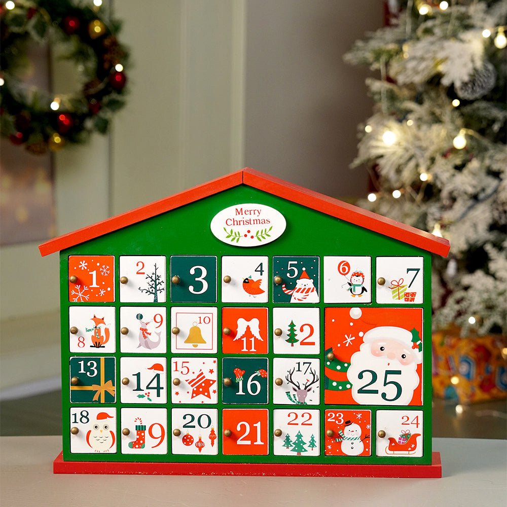 Little Surprise Box 25days Green home shaped wooden advent Calendar for christmas - Christmas Decor