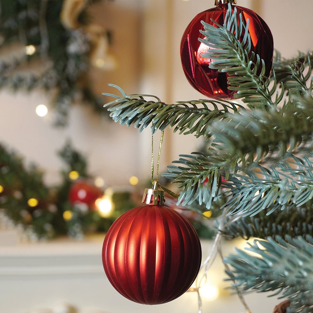 Little Surprise Box 26 pcs Broad Pointed Red White themed Christmas Balls tree hanging, XMAS Decoration set. - Christmas Decor