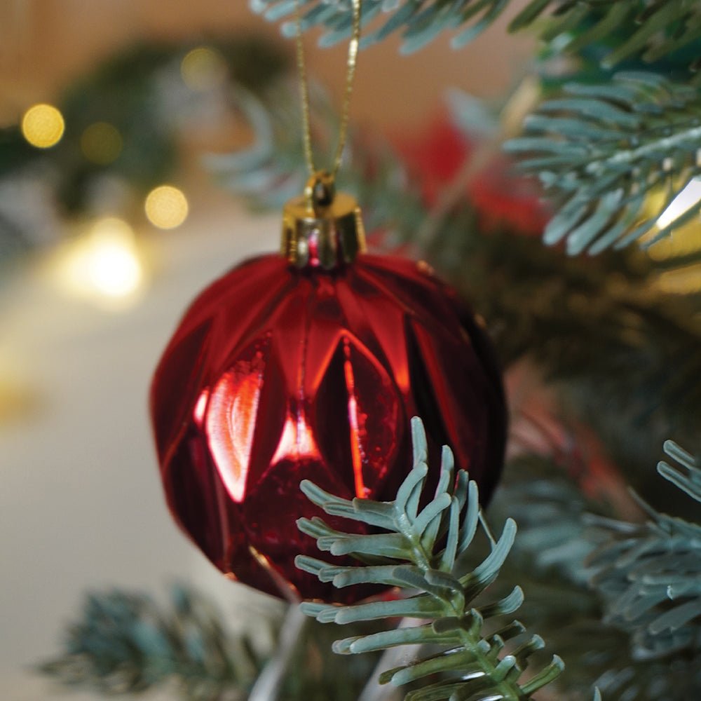 Little Surprise Box 26 pcs Gold Lid Shimmer Red & White themed Christmas Balls tree hanging, XMAS Decoration set. - Christmas Decor