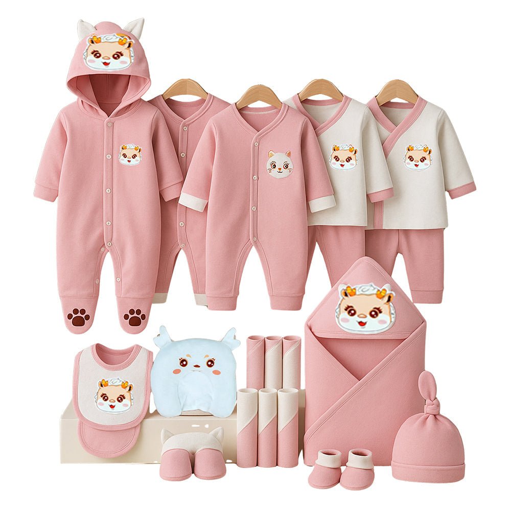 Little Surprise Box 26pcs Pink Baby Horn, Newborn Baby Girl/ Boy Gift Box Hamper (0 - 12 months) - Gift Set