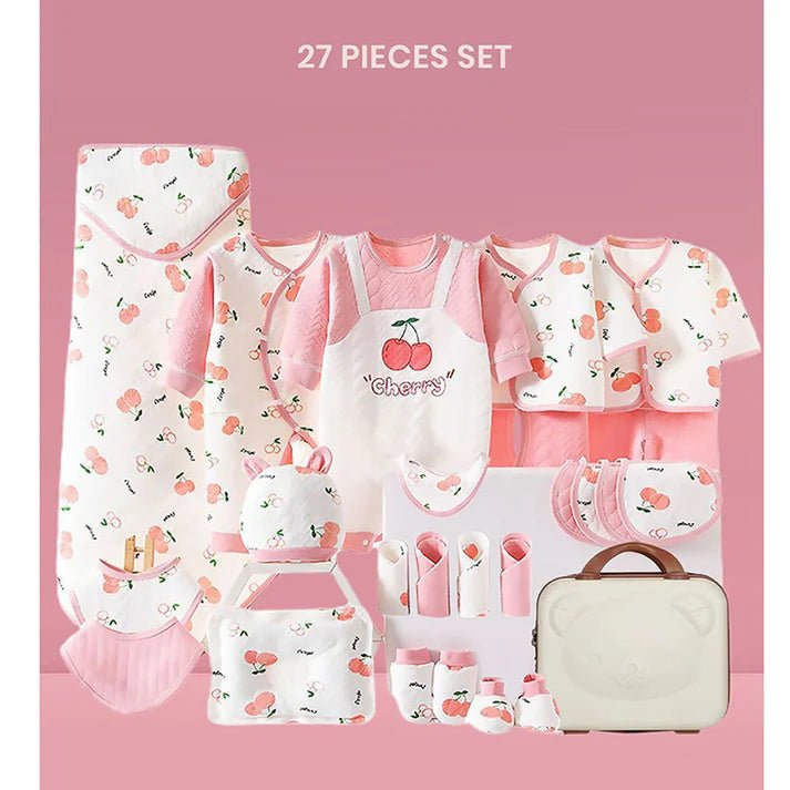 Little Surprise Box 27 Pcs Newborn Baby Girl/ Boy All Season Wear Gift Hamper With Suitcase - LSB - BS - 27 - PNKCHERRY - SC