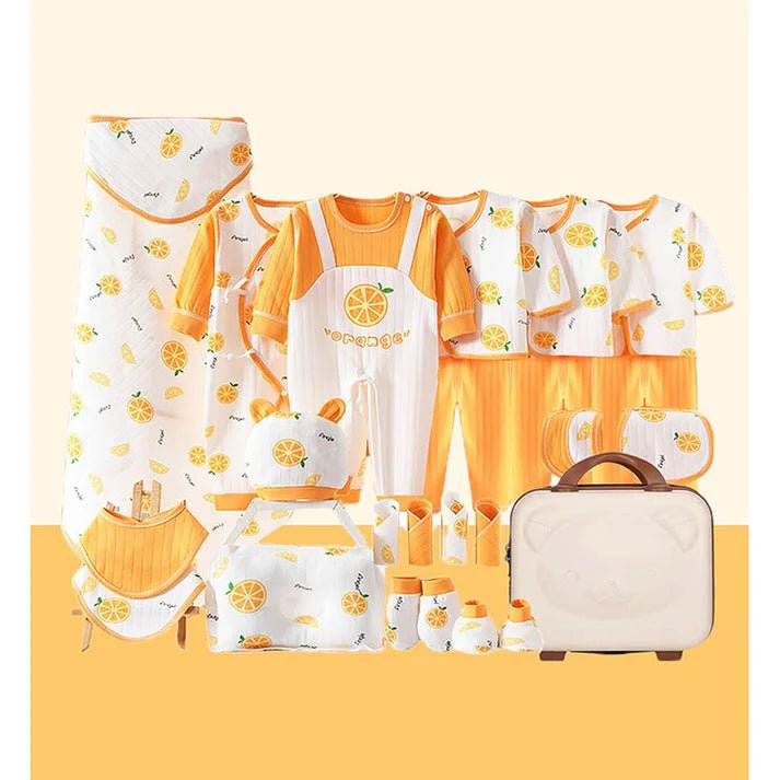Little Surprise Box 27 Pcs Newborn Baby Girl/ Boy All Season Wear Gift Hamper With Suitcase - LSB - BS - 27 - ORNGE - SC