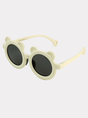 Little Surprise Box , 2d Ear Frame Anti Ultraviolet Unisex Sunglasses for Toddlers with Satin Storage Pouch - LSB - SUNG - 2DEAR - WHTE