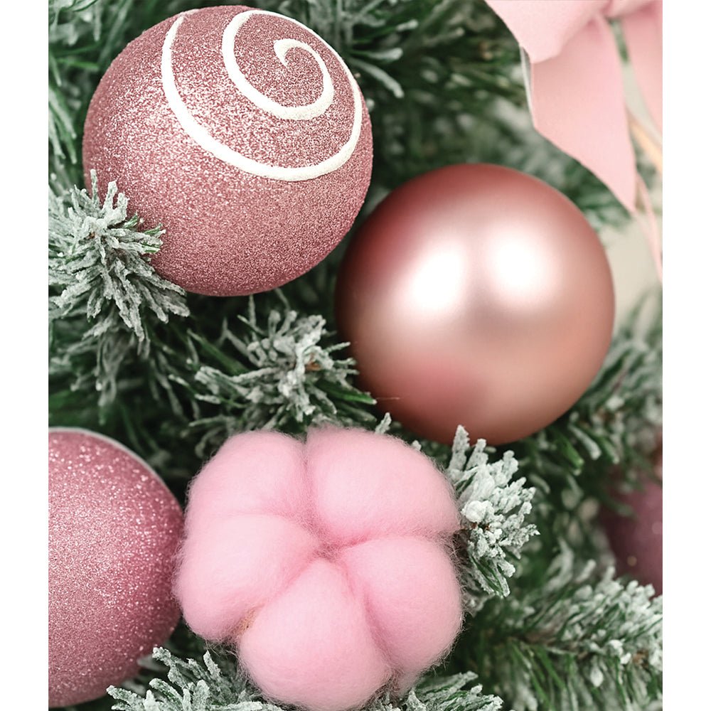 Little Surprise Box 2feet Red Swirl Frosty Bushy Christmas Tree filled with balls and ornament Fillers - Pink Christmas Tree