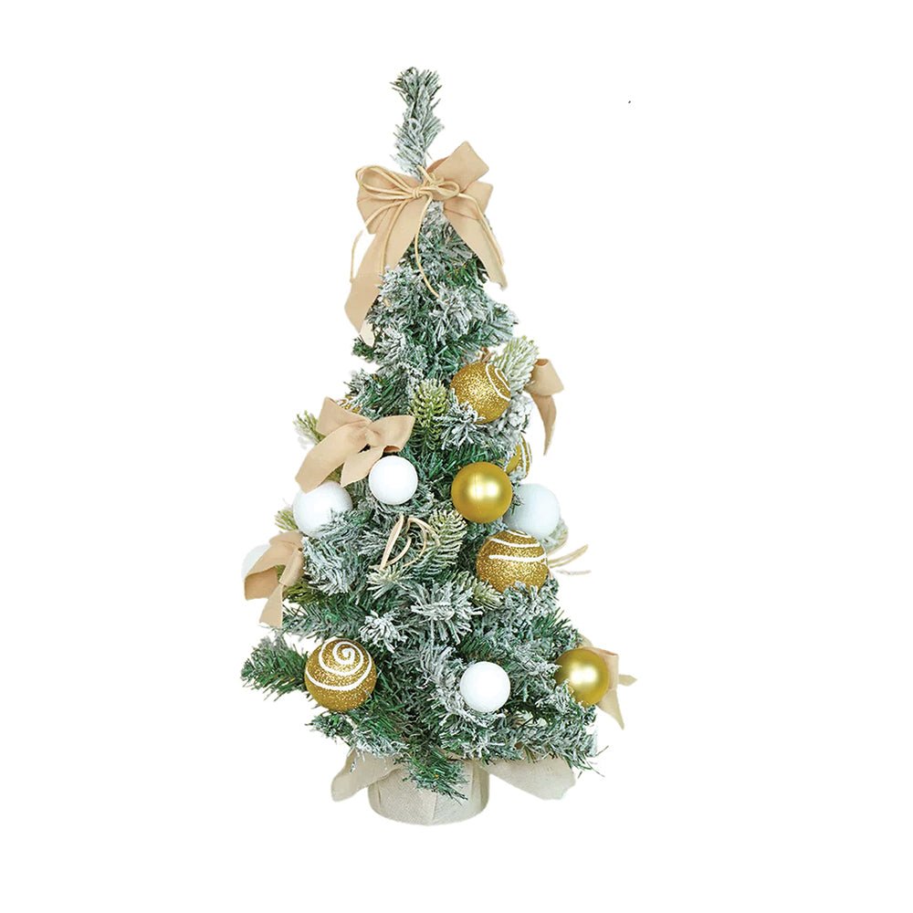 Little Surprise Box 2feet Red Swirl Frosty Bushy Christmas Tree filled with balls and ornament Fillers - Gold Christmas Tree