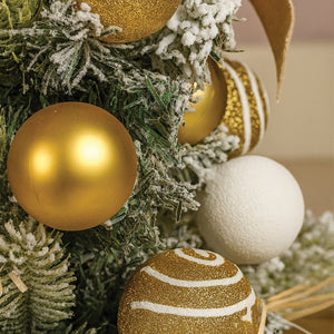 Little Surprise Box 2feet Red Swirl Frosty Bushy Christmas Tree filled with balls and ornament Fillers - Gold Christmas Tree