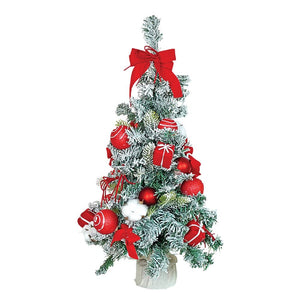 Little Surprise Box 2feet Red Swirl Frosty Bushy Christmas Tree filled with balls and ornament Fillers - Red Christmas Tree