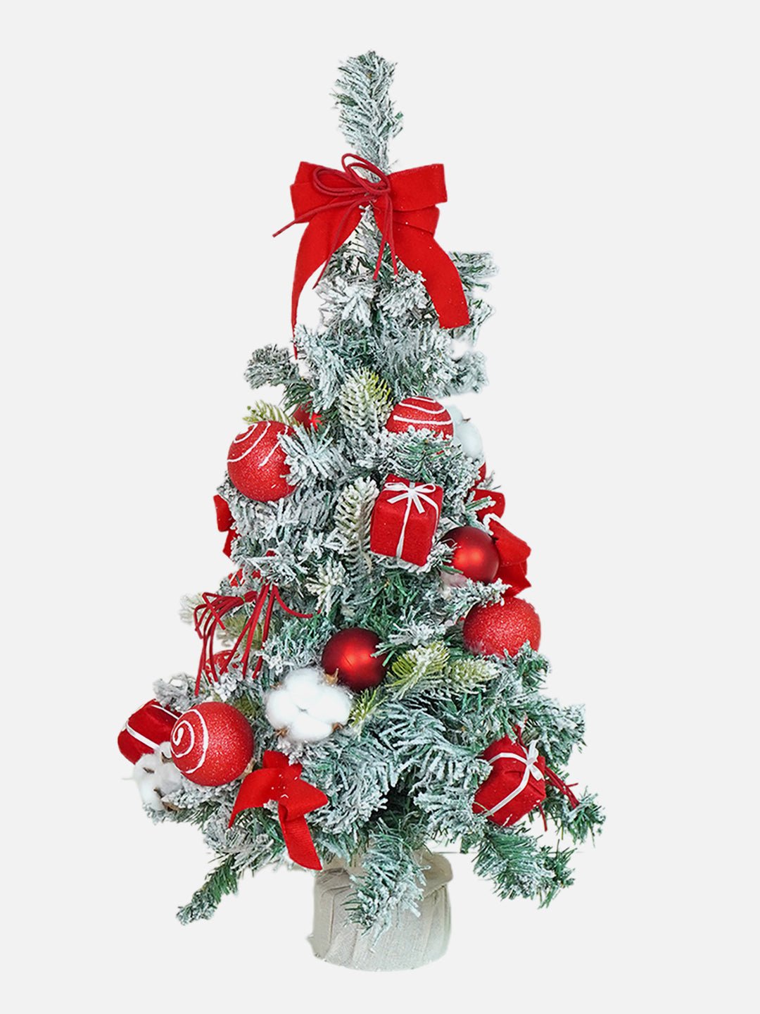 Little Surprise Box 2feet Red Swirl Frosty Bushy Christmas Tree filled with balls and ornament Fillers - LSB - CMS - 2FTRDSWRL - TREE
