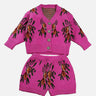 Little Surprise Box 2pcs Magenta Flower Bunch Knitted Cardigan and shorts Winterwear set for girls - LSB - 2PCSKRT - MAGNTAFLWSHORT - 2 - 3Y