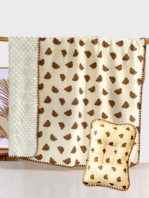 Little Surprise Box 2pcs Muslin cotton Blanket and pillow set for Newborn & Infants - LSB - BKTPILW - BRWNTED
