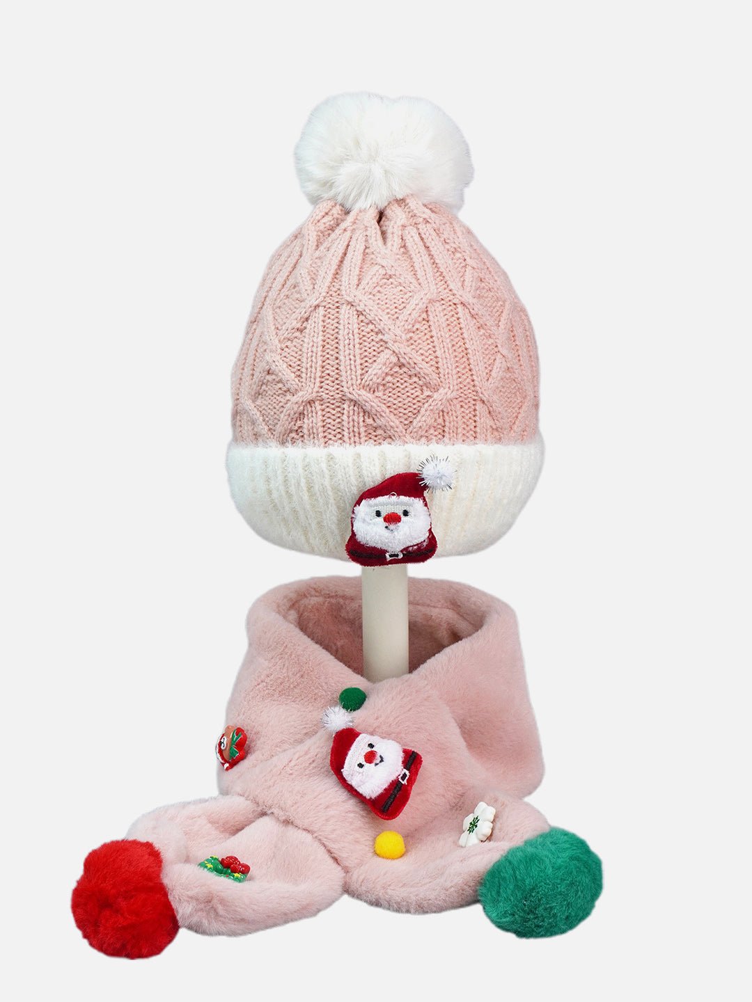 Little Surprise Box 2Pcs Pink Santa Christmas Winter Cap Long Style Neck Muffler - LSB - WCAP - MS - PNKSANTALONG