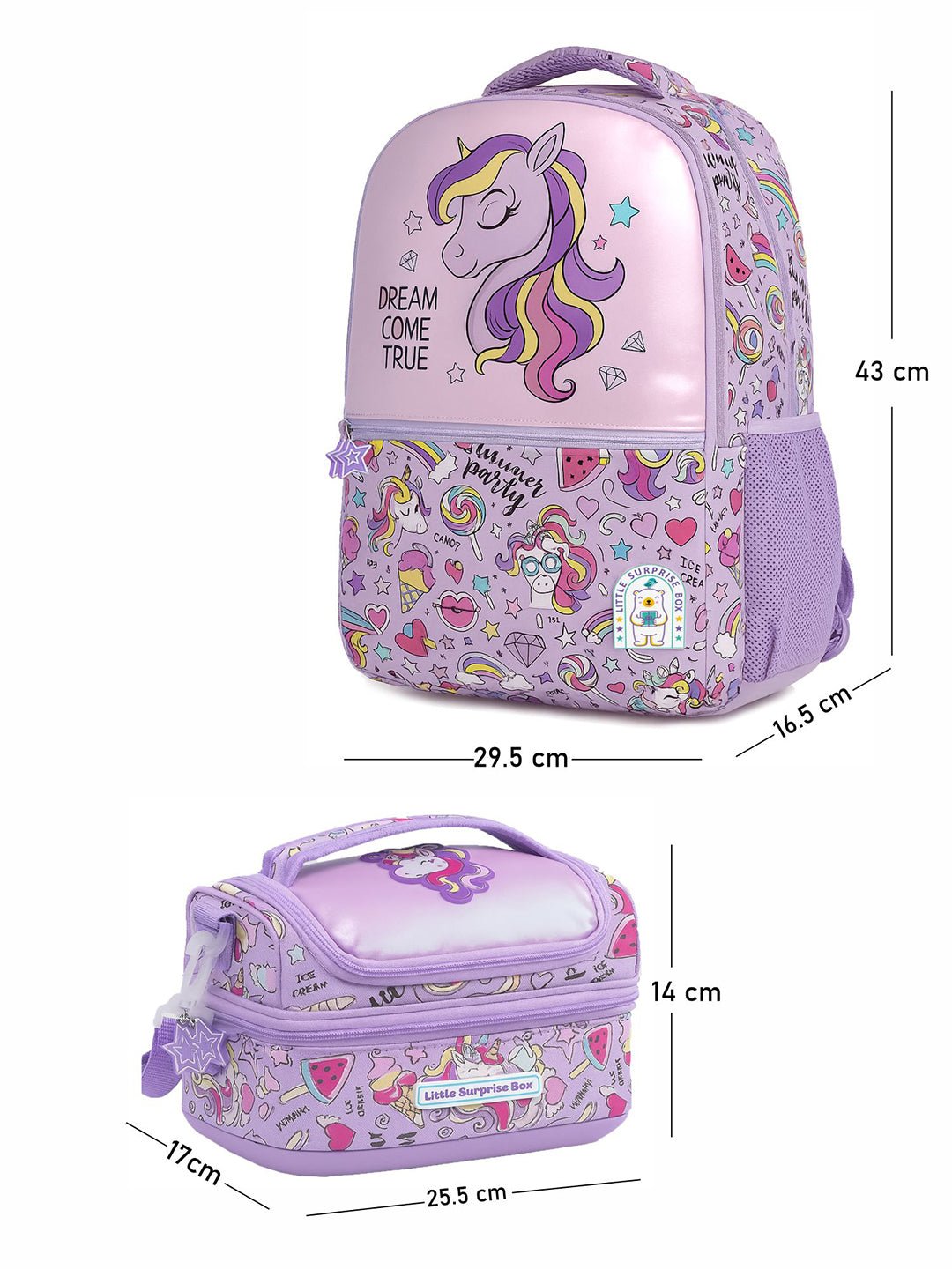Little Surprise Box, 2pcs set Backpack & matching Lunchbag for Kids, 5yrs - 10yrs - LSB - BG - HOLGUNI - 2PCS