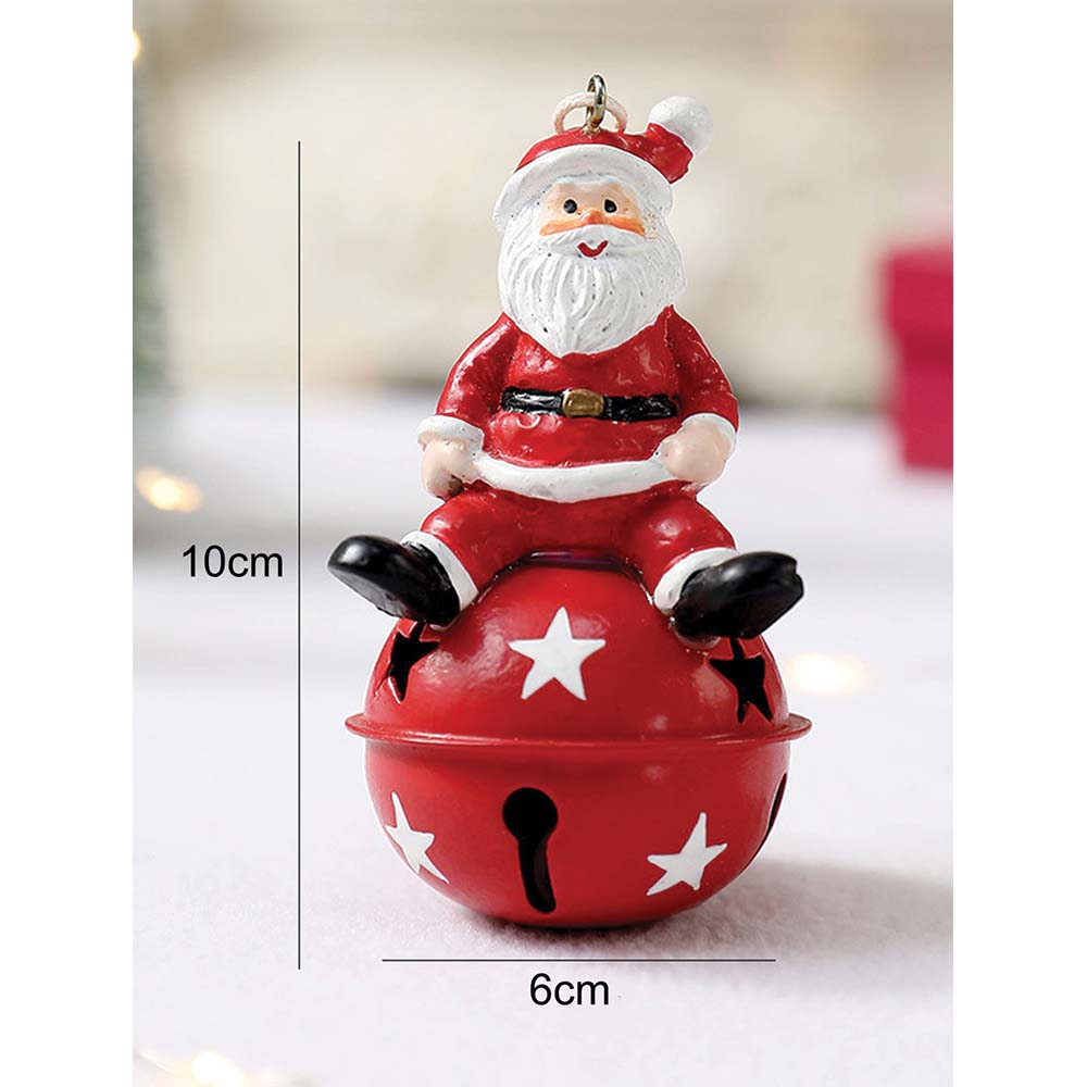 Little Surprise Box 2pcs set of Shiny Red Ringing Metal Bell with sitting Santa Christmas tree Ornaments - Christmas Decor