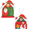 Little Surprise Box 2pcs set of Wooden Home with Santa & Snowman Christmas tree Ornaments - Christmas Decor