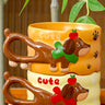 Little Surprise Box, 2pcs Stacked Orange & Yellow Puppy Tail Handle Christmas & Pet lover Ceramic Mugs - Christmas Cutlery