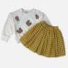 Little Surprise Box 2pcs White Pineapple Sweatshirt Skirt Winterwear set for Girls - LSB - 2PCSKRT - WHTEPNAPLE - 2 - 3Y