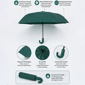 Little Surprise Box 3 Fold Checkered Umbrella | The Mom Store - Green Umbrella