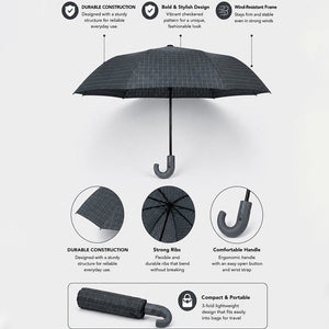 Little Surprise Box 3 Fold Checkered Umbrella | The Mom Store - Grey Umbrella
