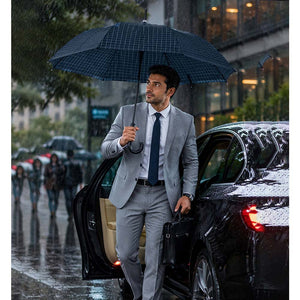 Little Surprise Box 3 Fold Checkered Umbrella | The Mom Store - Black Umbrella