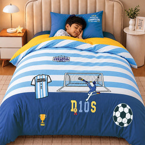 Little Surprise Box 3 Pcs Football Luxe Embroidered Kids Bedding Set - Crib & Mattress Accessories