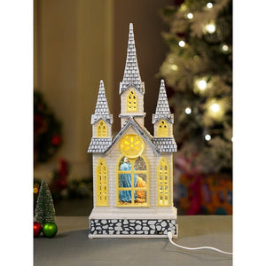 Little Surprise Box 3 Tower Church with Holy Family Decor with Musical Glitter Water, Rotation & Light, Christmas Home Décor - Christmas Decor