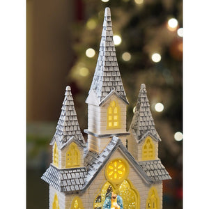 Little Surprise Box 3 Tower Church with Holy Family Decor with Musical Glitter Water, Rotation & Light, Christmas Home Décor - Christmas Decor