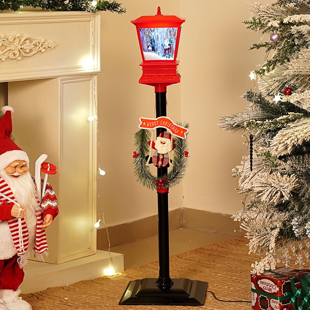 Little Surprise Box 3.5 feet Santa with Kids Snowfall Lamp Post Christmas Decor - Christmas Decor