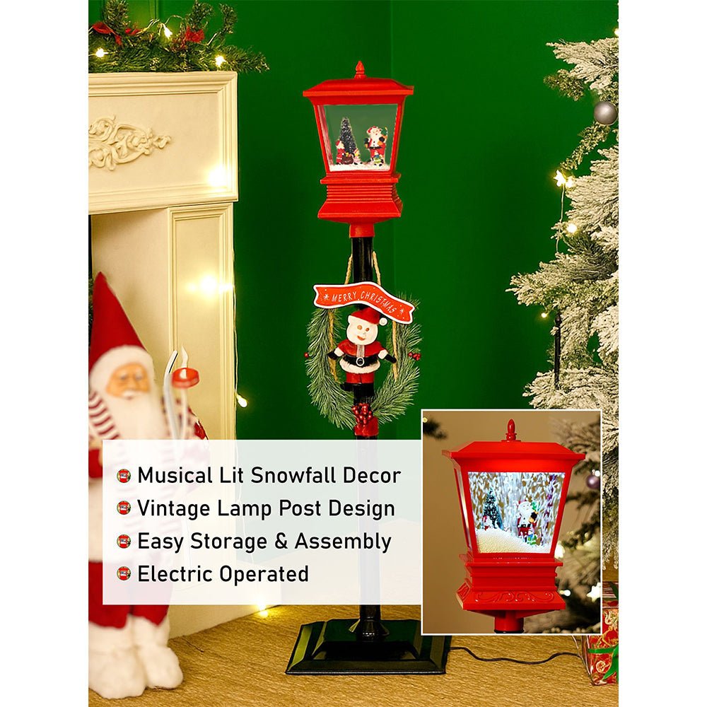 Little Surprise Box 3.5 feet Santa with Kids Snowfall Lamp Post Christmas Decor - Christmas Decor
