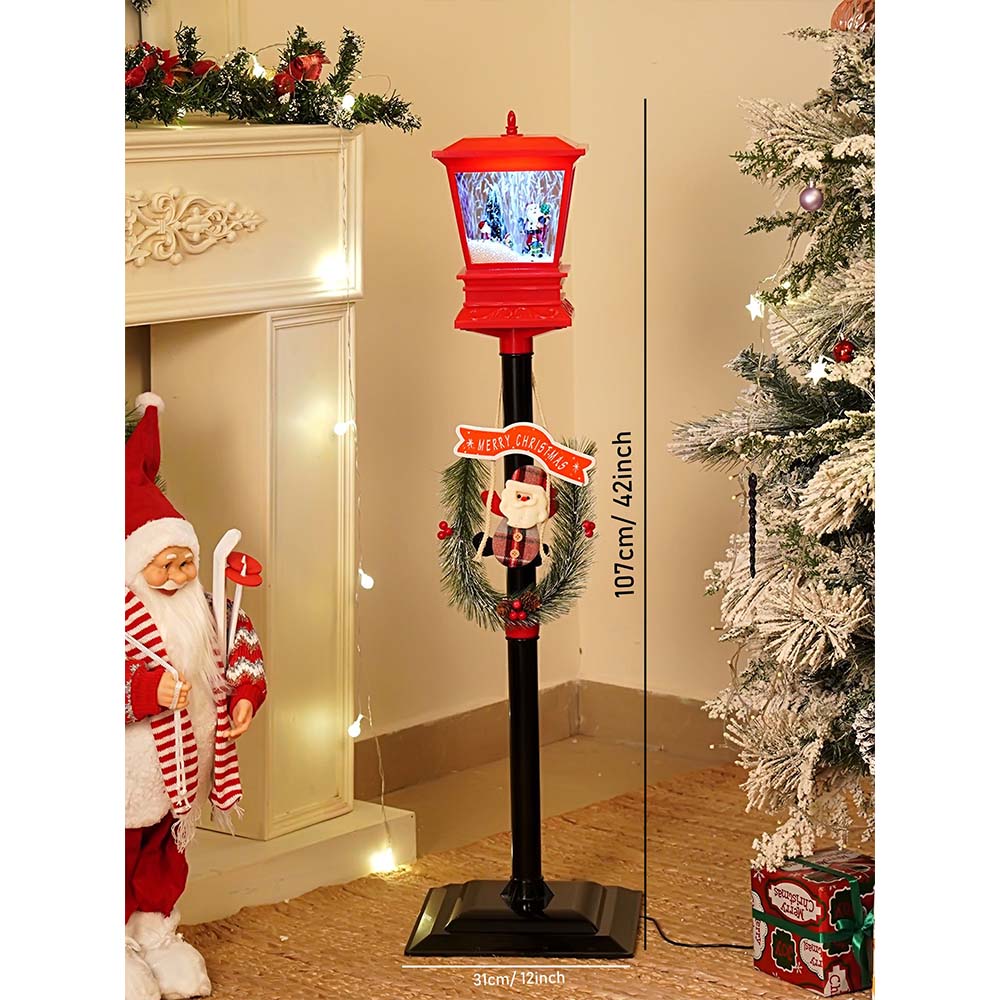 Little Surprise Box 3.5 feet Santa with Kids Snowfall Lamp Post Christmas Decor - Christmas Decor