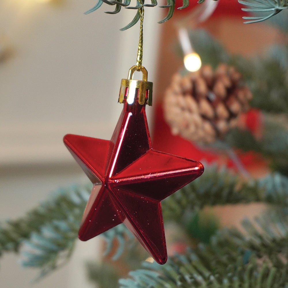 Little Surprise Box 39 pcs Red Stars and White Swirls themed Christmas Balls tree hanging, XMAS Decoration set. - Christmas Decor