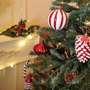 Little Surprise Box 39 pcs Red White Donuts & Candies themed Christmas Balls tree hanging, XMAS Decoration set. - Christmas Decor