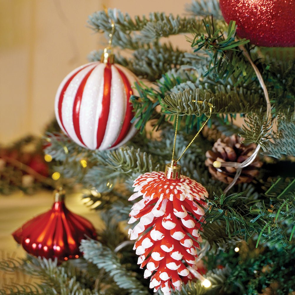 Little Surprise Box 39 pcs Red White Donuts & Candies themed Christmas Balls tree hanging, XMAS Decoration set. - Christmas Decor