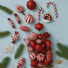 Little Surprise Box 39 pcs Red White Donuts & Candies themed Christmas Balls tree hanging, XMAS Decoration set. - Christmas Decor