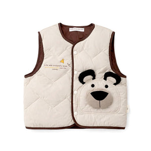 Little Surprise Box 3D Bear Face Sleeveless Winter Jacket for Kids - 2 - 3 Years Kids Sweater
