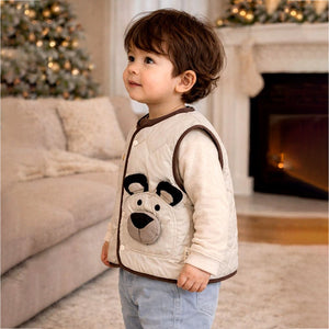 Little Surprise Box 3D Bear Face Sleeveless Winter Jacket for Kids - 2 - 3 Years Kids Sweater