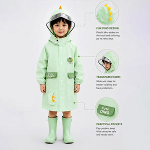 Little Surprise Box 3D Dino Raincoat - Size 1 Kids Rainwear