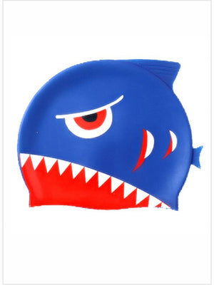 Little Surprise Box 3d Navy Blue Red Eye Wrinkle, Silicone Kids Swim Cap,5 years - 15 years - LSB - SWCAP - NVYRED - EYE