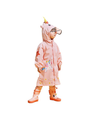 Little Surprise Box 3D Peach Unicorn Kids Raincoat - LSB-S5-RC-3DPEACHUNI-S