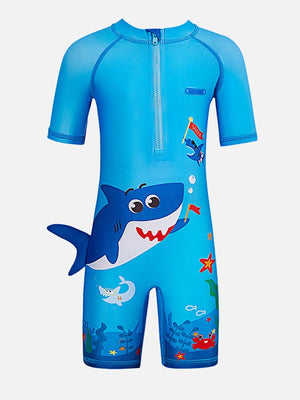 Little Surprise Box 3d Tail Blue Shark Swimwear for Toddlers & Kids with UPF 50+ - LSB-SW-KK3DTAILSHARK110