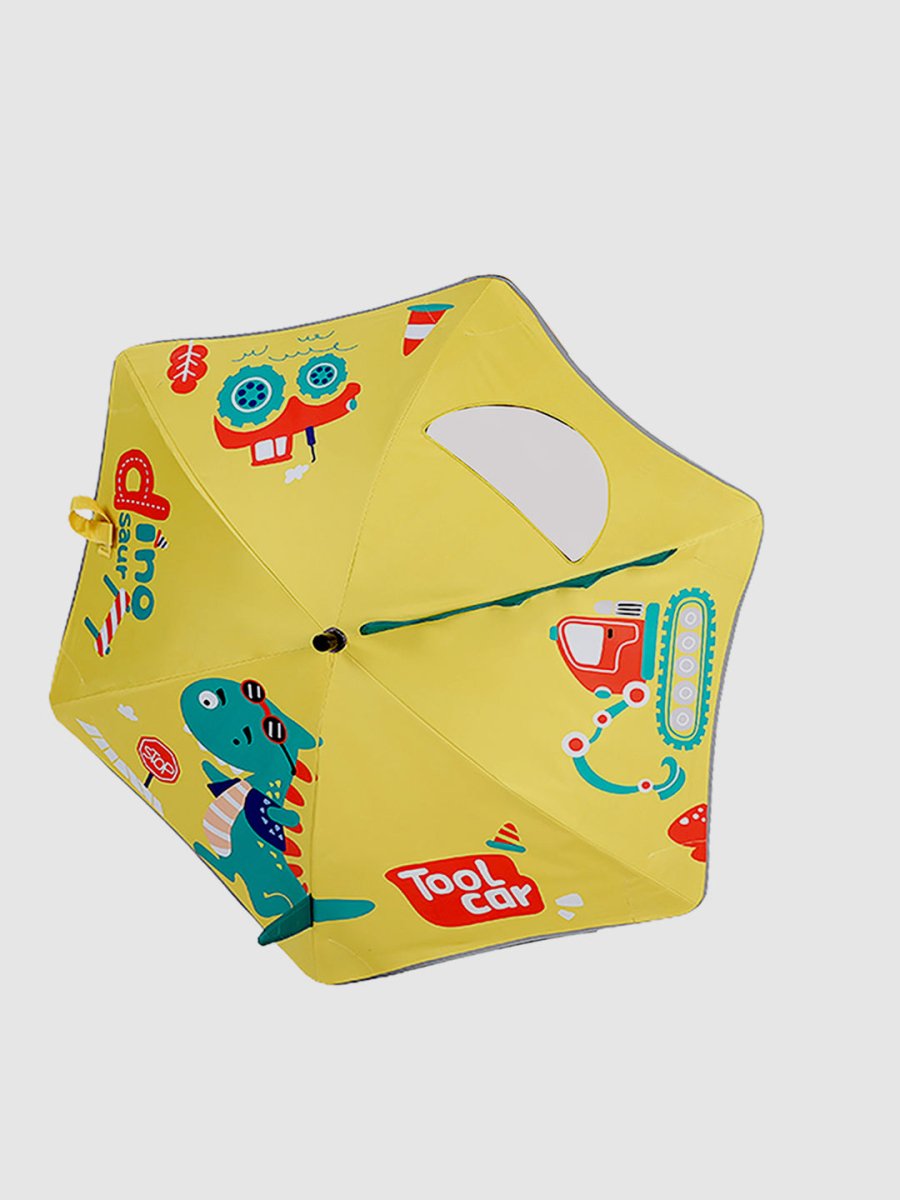 Little Surprise Box, 3d Tail Transparent Patch Kids Umbrella - LSB-UM-Transparent-3dtaildinoyellow