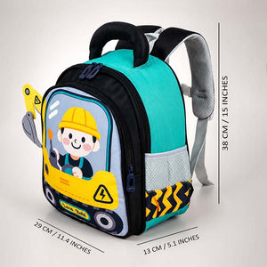 Little Surprise Box 3D Trucker Baby Backpack | The Mom Store - Yellow School Bag