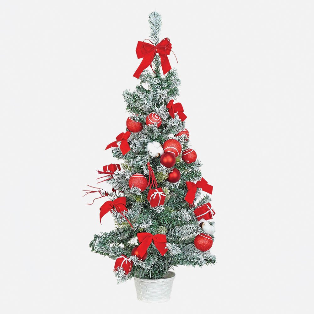 Little Surprise Box 3feet Red Swirl Frosty Bushy Christmas Tree - Red Christmas Tree