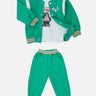 Little Surprise Box, 3pcs Green & Orange Varsity Jacket with matching Tracks for toddler and Kids - LSB - 3PCS - GRNORNJKTTRCKS - 3 - 4Y