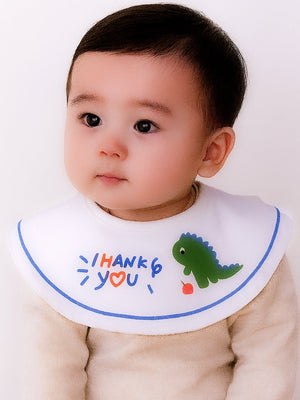 Little Surprise Box, 3PCS Set, adjustable button closure & wide shoulder size bibs - LSB - BIBS - DINO