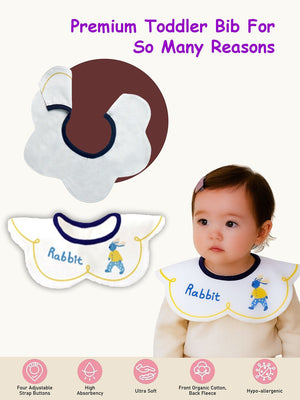 Little Surprise Box, 3PCS Set, adjustable button closure & wide shoulder size bibs - LSB - BIBS - DINO
