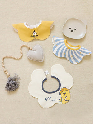 Little Surprise Box, 3PCS Set, adjustable button closure & wide shoulder size bibs - LSB - BIBS - DUCK
