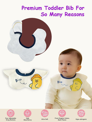 Little Surprise Box, 3PCS Set, adjustable button closure & wide shoulder size bibs - LSB - BIBS - DUCK