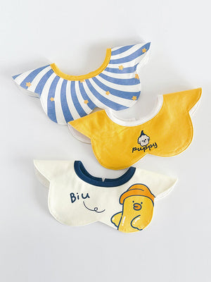 Little Surprise Box, 3PCS Set, adjustable button closure & wide shoulder size bibs - LSB - BIBS - DUCK